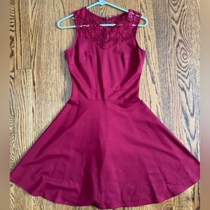 A-line lace wine colored dress